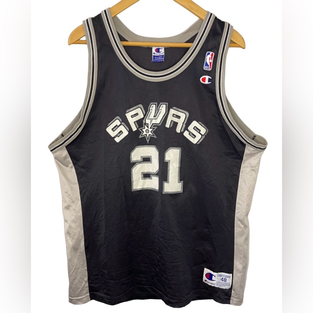 90s Vintage Champion Tim Duncan 21 Spurs NBA Jersey Size XL